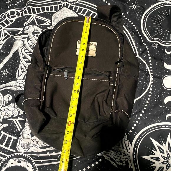 True Religion Backpack Black M Travel Luggage Side-Pocket Mesh Back Top Handle - Picture 5 of 6